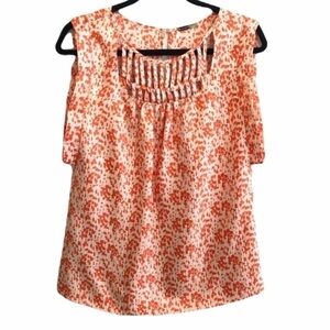 Loeffler Randall Dot Floral Print Silk Top 0